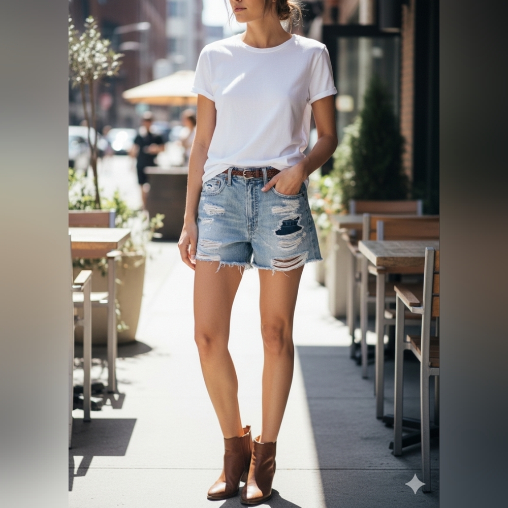 Ladies LUCKY BRAND Distressed Jean Shorts - Size 2/26 - EUC - Picture 1 of 5